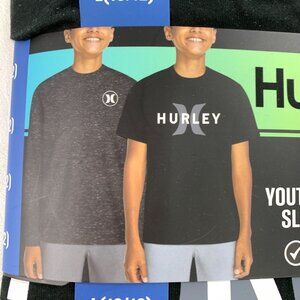 Hurley Boys L 2-pack Shirt Graphic Tee and Slub Long Sleeve Shirt Black 10/12